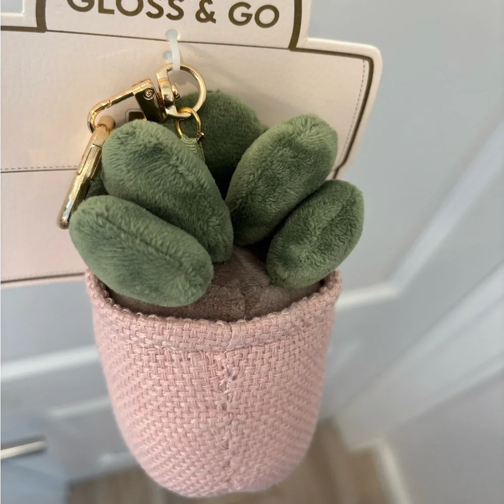 NWT Plush Plant Keychain - Green and pink